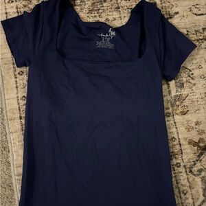 Free People Dark Blue Short Sleeve Top